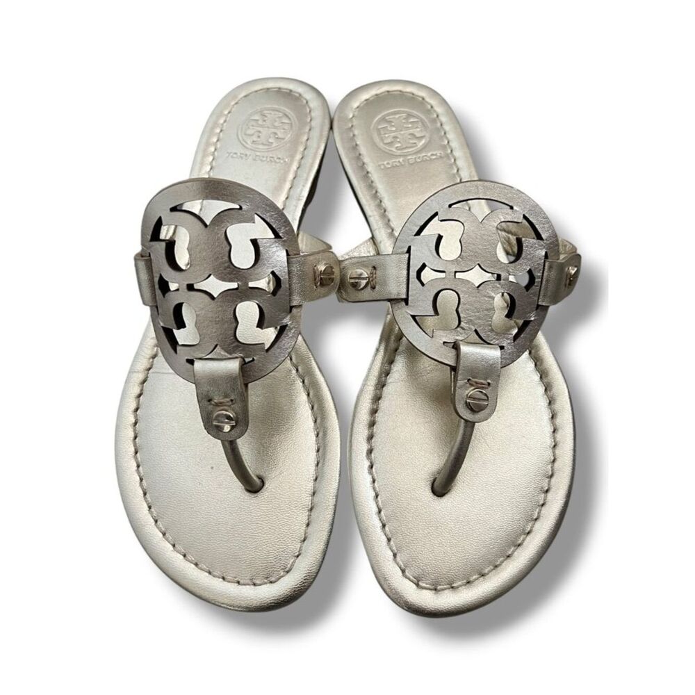 Tory Burch Metallic Spark Gold Miller Sandal Size 5.5 - Picture 5 of 5